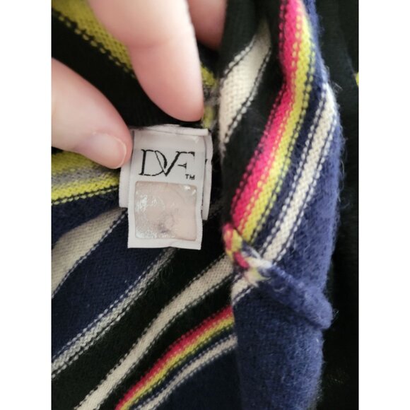 Diane von Furstenberg DVF Jolanta Black striped Cashmere sweater size Large - Picture 8 of 11
